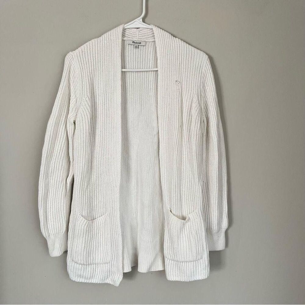 Madewell White Nolan Ribbed Open Front Cardigan Size Medium